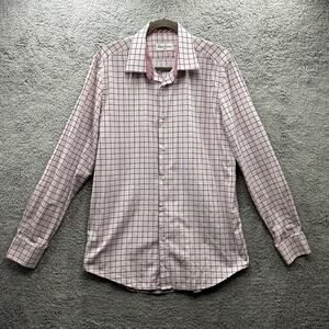 Robert Graham Men's Size 41 / 16 Medium Red White Shirt Work Business